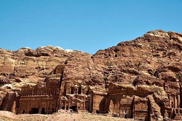 View of the Royal Tombs in Petra Jordan