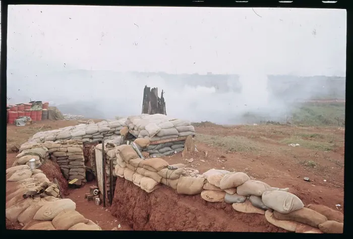 Framed Print : View of Sand-Bagged Trench in South Vietnam Framed Print : View of Sand-Bagged Trench in South Vietnam