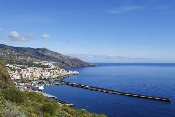 Framed Print : View of Santa Cruz de la Palma with harbour, capital of La Palma, Canary Islands, Spain, Europe, PublicGround