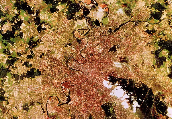 View from Satellite of Moscow, Russia