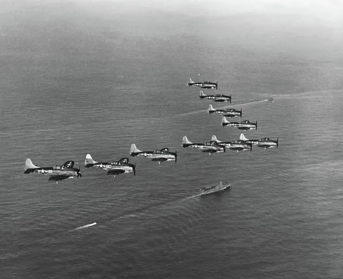 Framed Print : View of SBD Dive Bombers Flying Above Carrier Framed Print : View of SBD Dive Bombers Flying Above Carrier