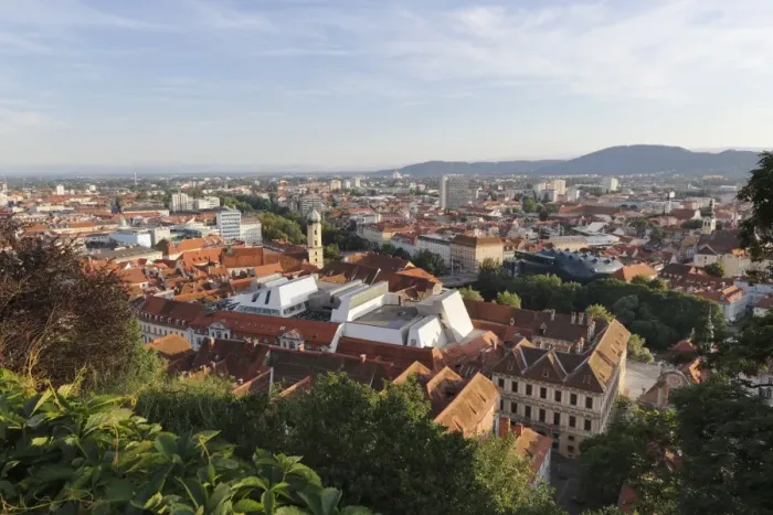 Framed Print : View from Schlossberg, castle hill, Franciscan Church and Cafe Lounge in the roof of Kastner and Oehler, Graz, Stryria, Europe, PublicGround Framed Print : View from Schlossberg, castle hill, Franciscan Church and Cafe Lounge in the roof of Kastner and Oehler, Graz, Stryria, Europe, PublicGround
