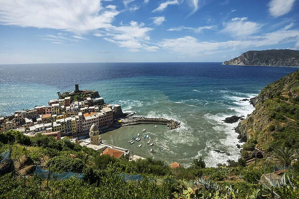 View of the seaside village of Vernazza, Cinque Terre, Liguria, Italy