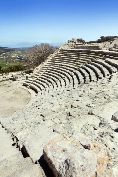 Framed Print : View of Segesta Theater in Sicily, Italy Framed Print : View of Segesta Theater in Sicily, Italy