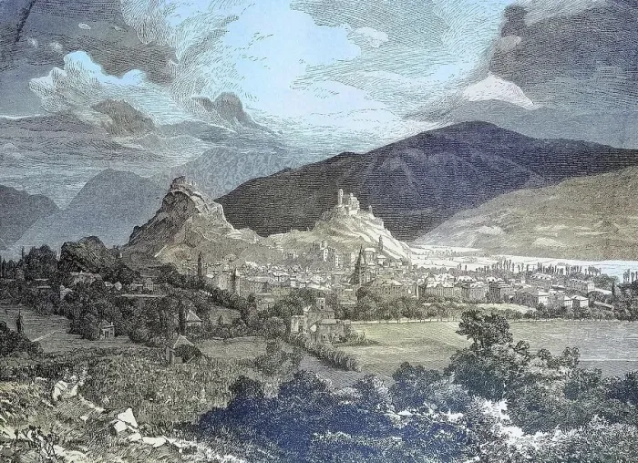 Framed Print : View of Sion, Sion, Switzerland, Valais, Historic, digitally restored reproduction from a 19th century original Framed Print : View of Sion, Sion, Switzerland, Valais, Historic, digitally restored reproduction from a 19th century original