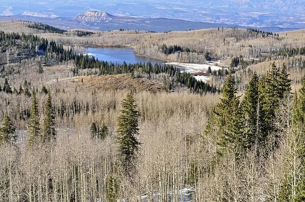 View from Skyway Point towards Mesa Lake, Grand Mesa National Forest, Colorado, USA
