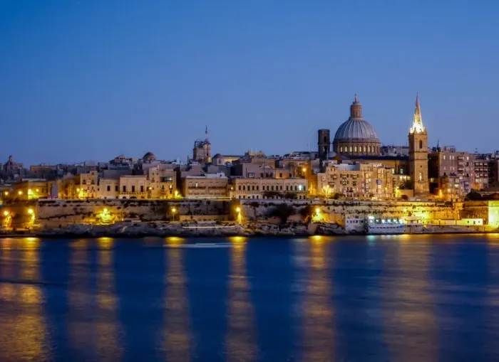 Framed Print : View from Sliema on Valletta in the evening Framed Print : View from Sliema on Valletta in the evening