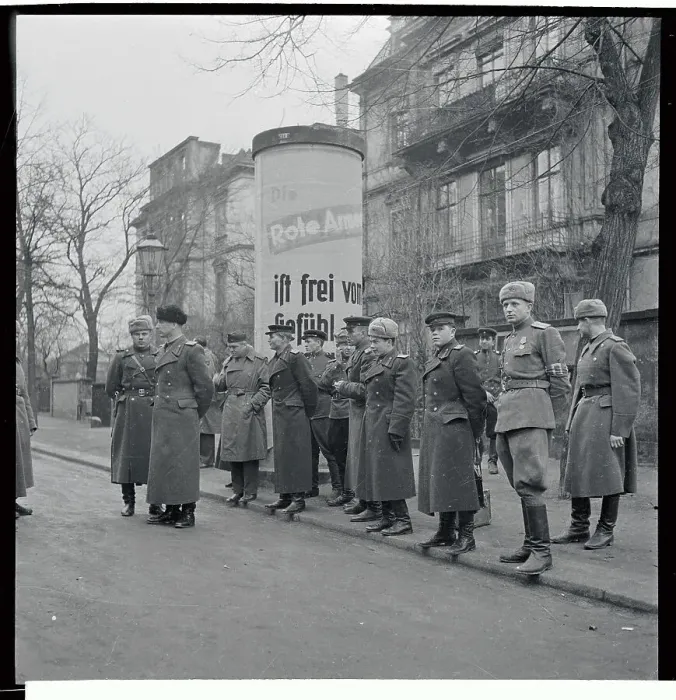 Framed Print : View of Soldiers Lined up in Street Framed Print : View of Soldiers Lined up in Street