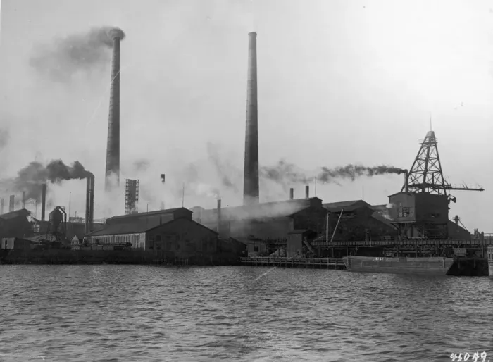 Framed Print : View of a Standard Oil Plant Located on a Wharf Framed Print : View of a Standard Oil Plant Located on a Wharf
