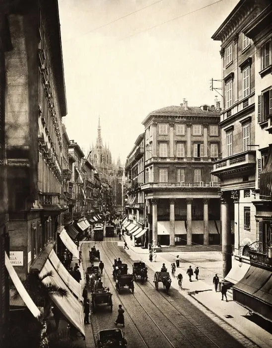 Framed Print : View of Street in Milan Framed Print : View of Street in Milan