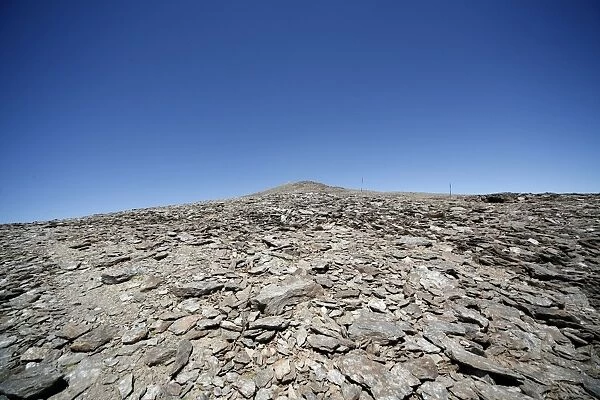 View up to the summit of Pico del Veleta, 3384m, Sierra Nevada National Park, Andalucia, southern Spain, Europe