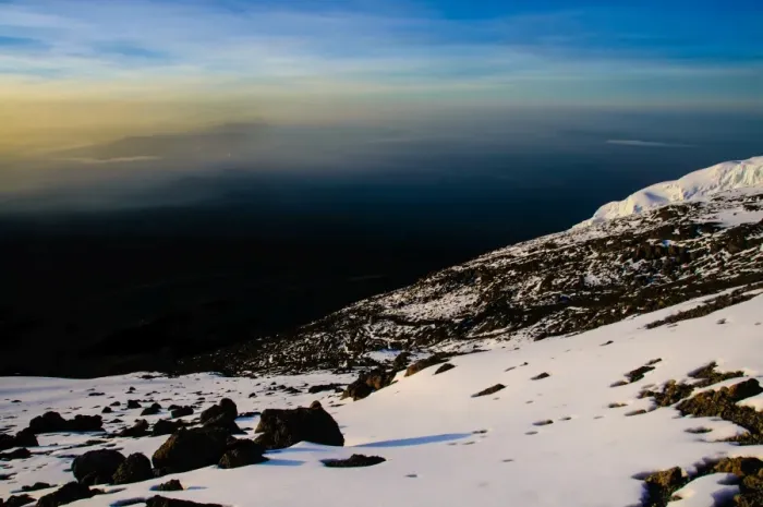 Framed Print : View over the Surrounding Plains, Nearly 5000m Below