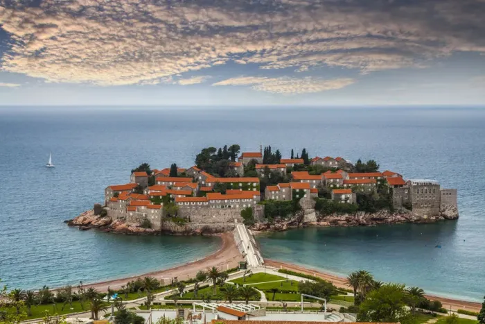 Framed Print : View of Sveti Stefan resort-island, Montenegro Framed Print : View of Sveti Stefan resort-island, Montenegro