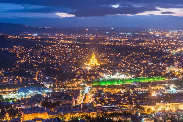Top view Tbilisi cityscape, Georgia