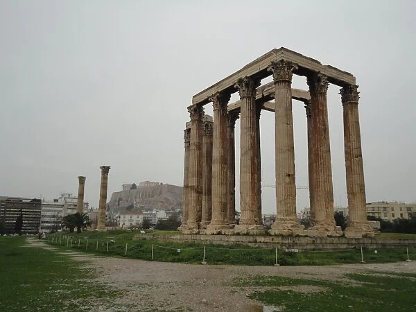 Side View on the Temple of Olympian Zeus, Athens, Greece