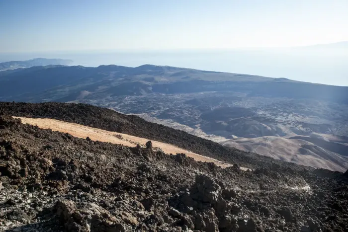 Framed Print : View of Tenerife coastline from Mount Teide summit