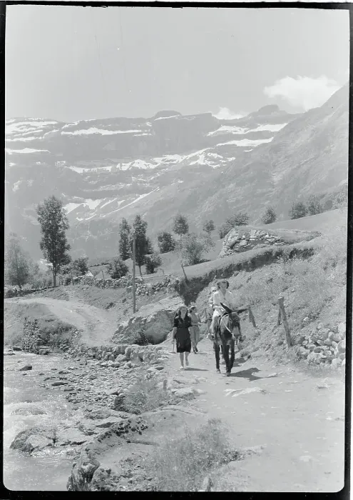 Framed Print : View of Tourists in Mountains Framed Print : View of Tourists in Mountains