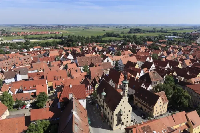 Framed Print : View from the tower of the Daniel or St. -Georgs-Kirche church to the north, town hall, Noerdlingen, Swabia, Bavaria, Germany, Europe Framed Print : View from the tower of the Daniel or St. -Georgs-Kirche church to the north, town hall, Noerdlingen, Swabia, Bavaria, Germany, Europe