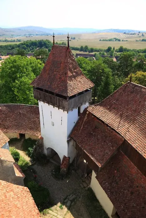 Framed Print : View from the tower, Deutsch-Weisskirch fortified church, Unesco World Heritage Site, Church of the Protestant Church of the Augsburg Confession in Viscri, Brasov County, Transylvania Region, Romania Framed Print : View from the tower, Deutsch-Weisskirch fortified church, Unesco World Heritage Site, Church of the Protestant Church of the Augsburg Confession in Viscri, Brasov County, Transylvania Region, Romania