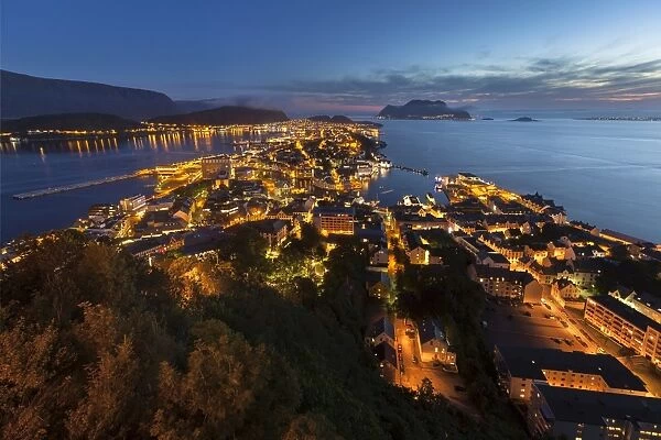 View of the town of Alesund from Aksla hill, Alesund, More og Romsdal, Norway