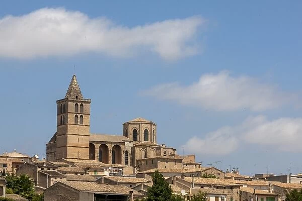 View of the town with the Church Nuestra Senyora de los Angeles, Sineu, Majorca, Balearic Islands, Spain