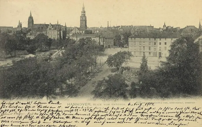 Framed Print : View from the town hall, Hannover, Lower Saxony, Germany, postcard with text, view around ca 1910, historical, digital reproduction of a historical postcard, public domain, from that time, exact date unknown Framed Print : View from the town hall, Hannover, Lower Saxony, Germany, postcard with text, view around ca 1910, historical, digital reproduction of a historical postcard, public domain, from that time, exact date unknown