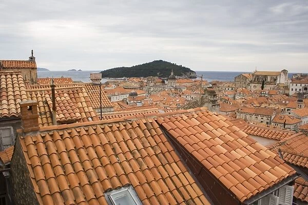 View of traditional tiled rooftops in Dubrovnik