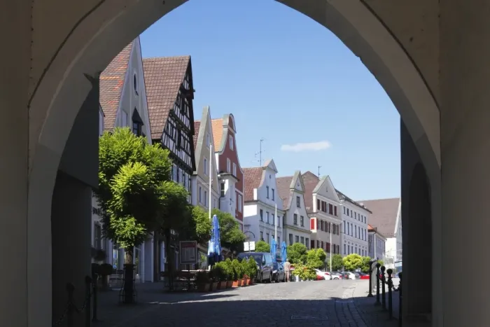 Framed Print : View through the Unteres Tor gate on the marketplace, Guenzburg, Donauried region, Swabia, Bavaria, Germany, Europe Framed Print : View through the Unteres Tor gate on the marketplace, Guenzburg, Donauried region, Swabia, Bavaria, Germany, Europe