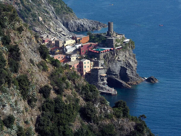 View From Above Of Vernazza, Cinque Terre National Park, Liguria Region, Northern Italy