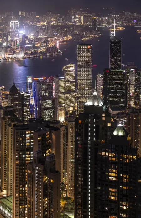 Framed Print : View from Victoria Peak across the high-rise buildings at night, Central District, Hong Kong, China Framed Print : View from Victoria Peak across the high-rise buildings at night, Central District, Hong Kong, China