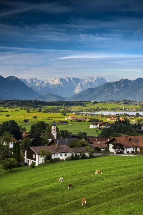 Framed Print : View of the village of Aidling, Riegsee Lake, Upper Bavaria, Bavaria, Germany Framed Print : View of the village of Aidling, Riegsee Lake, Upper Bavaria, Bavaria, Germany
