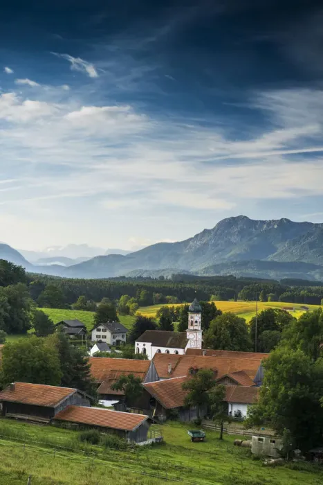Framed Print : View of the village of Aidling, Upper Bavaria, Bavaria, Germany Framed Print : View of the village of Aidling, Upper Bavaria, Bavaria, Germany