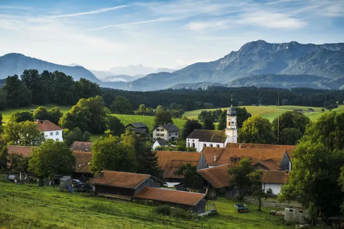 Framed Print : View of the village of Aidling, Upper Bavaria, Bavaria, Germany Framed Print : View of the village of Aidling, Upper Bavaria, Bavaria, Germany