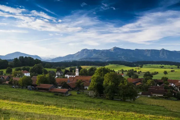 Framed Print : View of the village of Aidling, Upper Bavaria, Bavaria, Germany Framed Print : View of the village of Aidling, Upper Bavaria, Bavaria, Germany