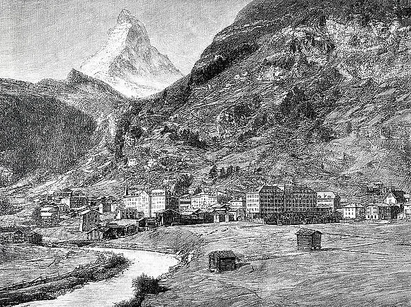 View of the village Zermatt and the Matterhorn, Switzerland