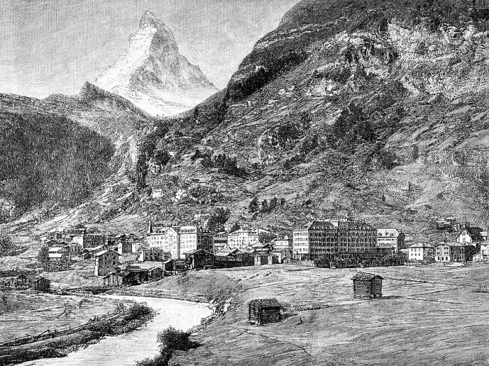 Framed Print : View of the village Zermatt and the Matterhorn, Switzerland Framed Print : View of the village Zermatt and the Matterhorn, Switzerland