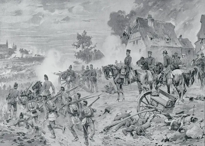 Framed Print : View of War Scene with Canon Framed Print : View of War Scene with Canon