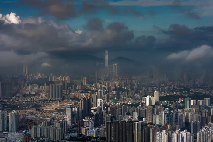 Framed Print : view of West Kowloon peninsular from mountain Framed Print : view of West Kowloon peninsular from mountain