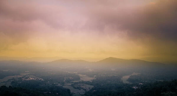 View of western ghats during sunset on cloudy da