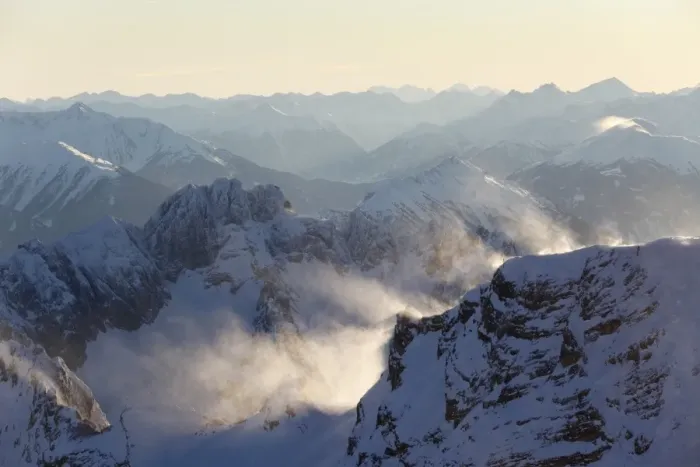 Framed Print : View from Zugspitze Mountain over Gruenstein und Tschirgant Mountains, Wetterstein Mountains, Tyrol, Austria, Europe Framed Print : View from Zugspitze Mountain over Gruenstein und Tschirgant Mountains, Wetterstein Mountains, Tyrol, Austria, Europe