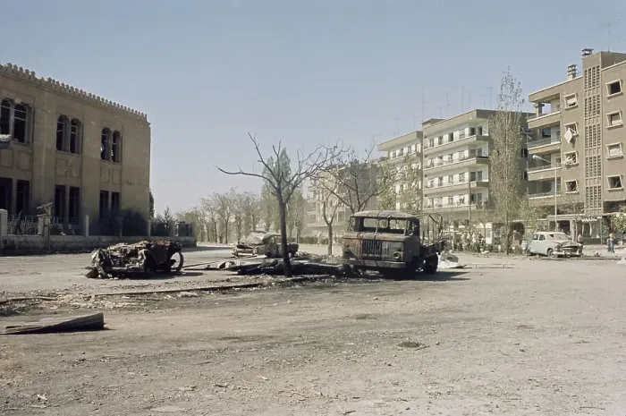 Framed Print : Views of Damaged Buildings in Damascus