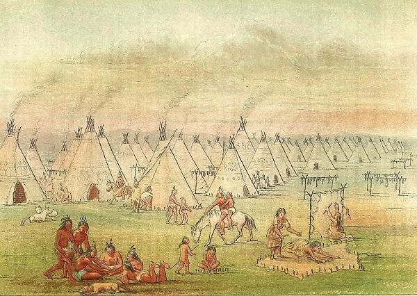 Village. circa 1850: A native American village