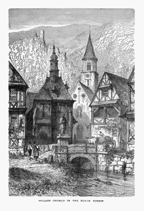 Framed Print : Village Church in Black Forest, Strasburg, Strasbourg, Germany, Circa 1887 Framed Print : Village Church in Black Forest, Strasburg, Strasbourg, Germany, Circa 1887