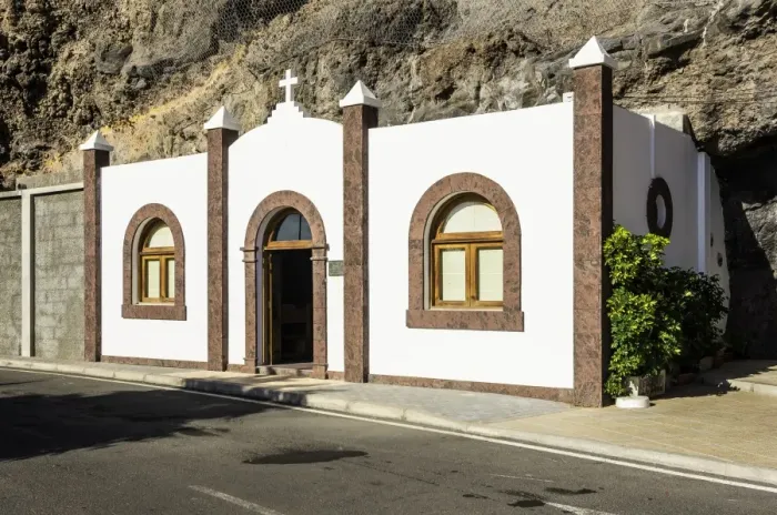 Framed Print : Village church, built in rock, Ermita Virgen del Carmen, Playa Santiago, La Gomera, Canary Islands, Spain Framed Print : Village church, built in rock, Ermita Virgen del Carmen, Playa Santiago, La Gomera, Canary Islands, Spain