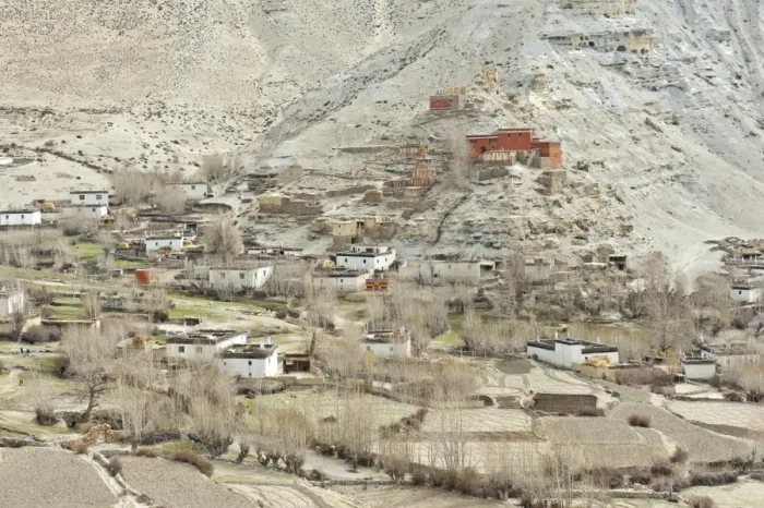 Framed Print : The village of Geling with the Tashi Choeling Gompa, fields at front, Gieling, Upper Mustang, Lo, Nepal Framed Print : The village of Geling with the Tashi Choeling Gompa, fields at front, Gieling, Upper Mustang, Lo, Nepal