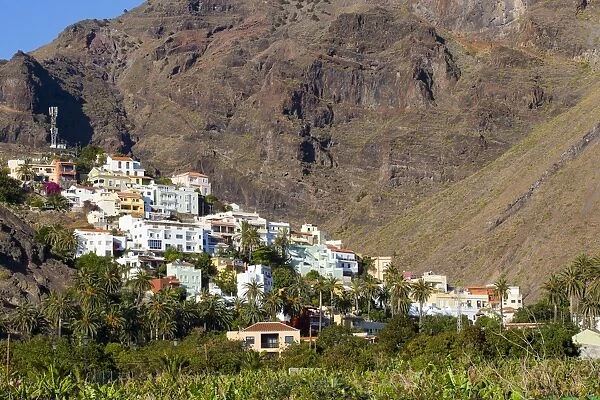 Village of La Calera on a mountain slope, La Calera, Valle Gran Rey, Canary Islands, Spain
