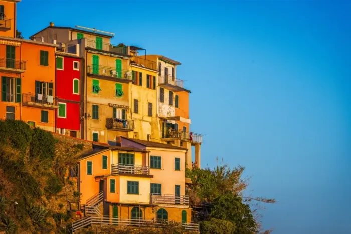 Framed Print : The village of Manarola at the sunset, Liguria. Italy Framed Print : The village of Manarola at the sunset, Liguria. Italy