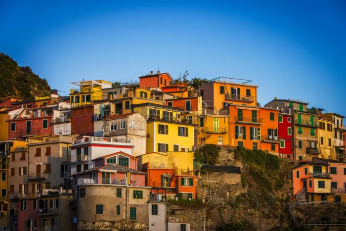 Framed Print : The village of Manarola at the sunset, Liguria. Italy Framed Print : The village of Manarola at the sunset, Liguria. Italy