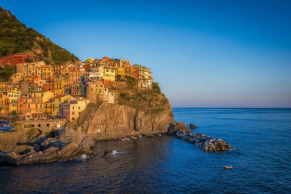 The village of Manarola at the sunset, Liguria. Italy