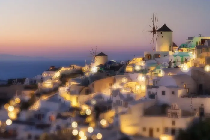 Framed Print : Village of Oia at sunset, Santorini, Greece Framed Print : Village of Oia at sunset, Santorini, Greece